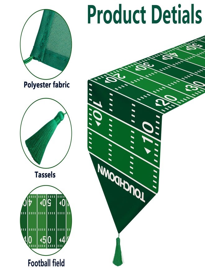 Wehhbtye 2Pack American Football Table Runner-12 x 71" Game Day Table Runners with Tassel - Football Court Table Runner for Kitchen Table Dinner Holiday Party (Football Table Runner) - Image 3