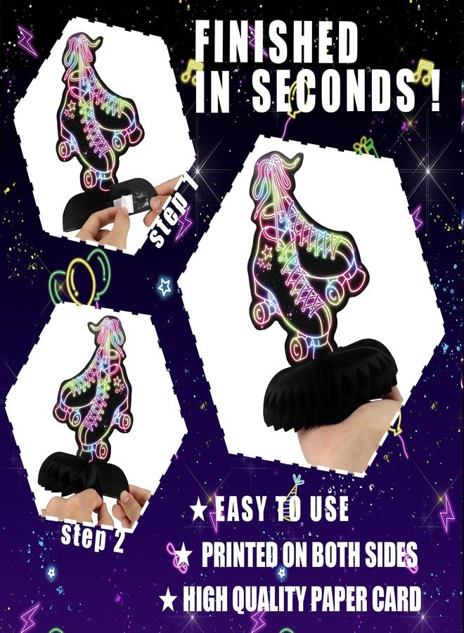 Outego Roller Skating Party Centerpiece Set - Skating Honeycomb Birthday Decorations and Roller Skating Table Toppers for Kids' Skating-Themed Birthday and Baby Shower Table Decor - Image 4