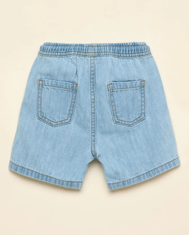 أر أند بي Washed Denim Shorts with Drawstring Waist