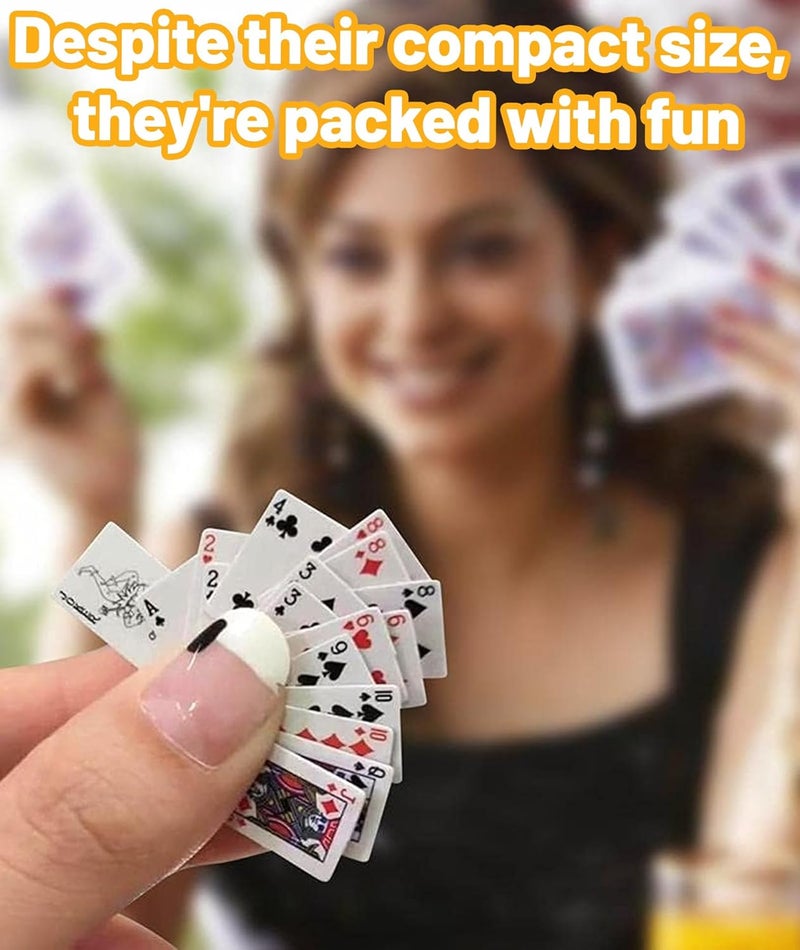 Buildcon طقم بطاقات لعب مصغرة 2 مجموعة، بطاقات سوبر إمبلس المصغرة للسفر، بطاقات بوكر بحجم الجيب مع 54 ورقة لكل مجموعة، حجم مصغر للألعاب، الحيل السحرية، وزينة منزل الدمى - Image 5