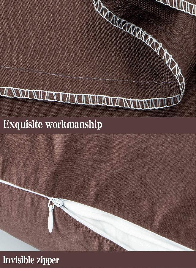 NTBAY NTBAY Zippered Satin Pillow Cases for Hair and Skin, Luxury Standard Hidden Zipper Pillowcases Set of 2, 20x26 Inches, Dark Brown  - Image 3