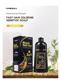 Meidu 3 In One Permanent Black Hair Dye Shampoo 500ml  - Image 1