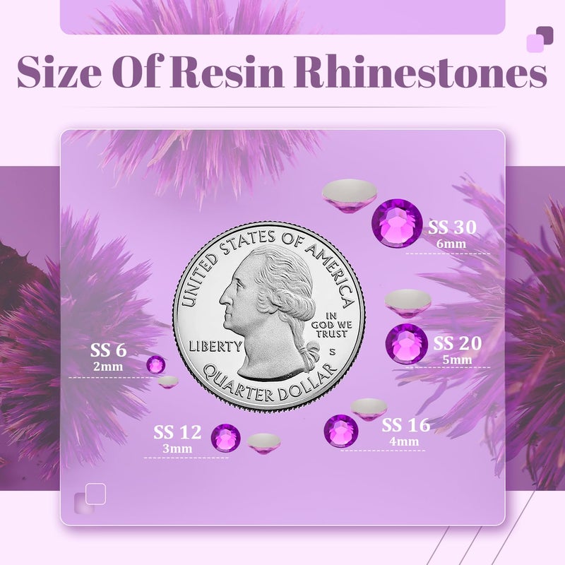 BELLEBOOST 5000PCS 3mm Resin Dark Purple Rhinestones in Bulk (Dark Violet), Bedazzling Flatback Crystals for Crafts DIY Nail Decoration, Gems for Tumbler Shoes Clothing Fabric - Image 3