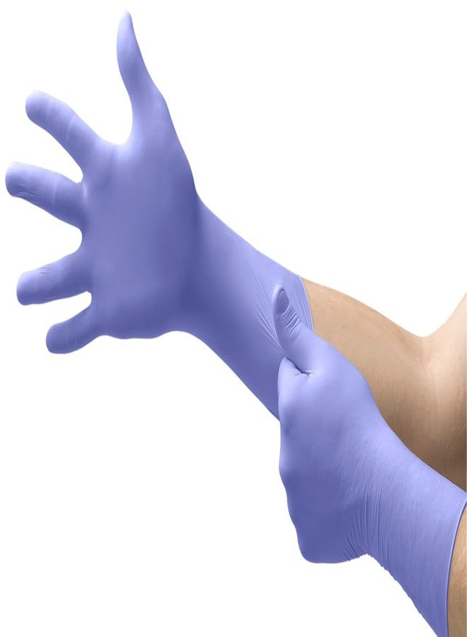 Ansell MICROFLEX Supreno EC SEC-375 Thick Disposable Nitrile Exam Gloves Extended Cuff for Automotive, Heathcare, Life Sciences, Medium (7.5-8.0) Violet Blue (Box of 50) - Image 1