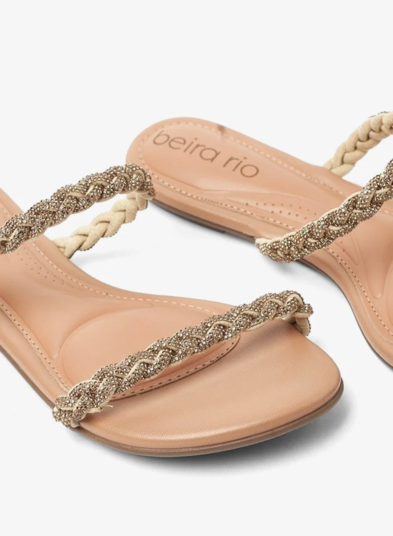 Beira Rio  Beira Rio Ladies Flat Sandals Golden | Made In Brazil for Women | Best Price UAE