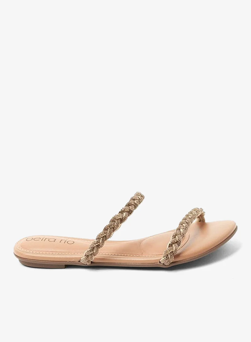 Beira Rio Ladies Flat Sandals Golden | Made In Brazil