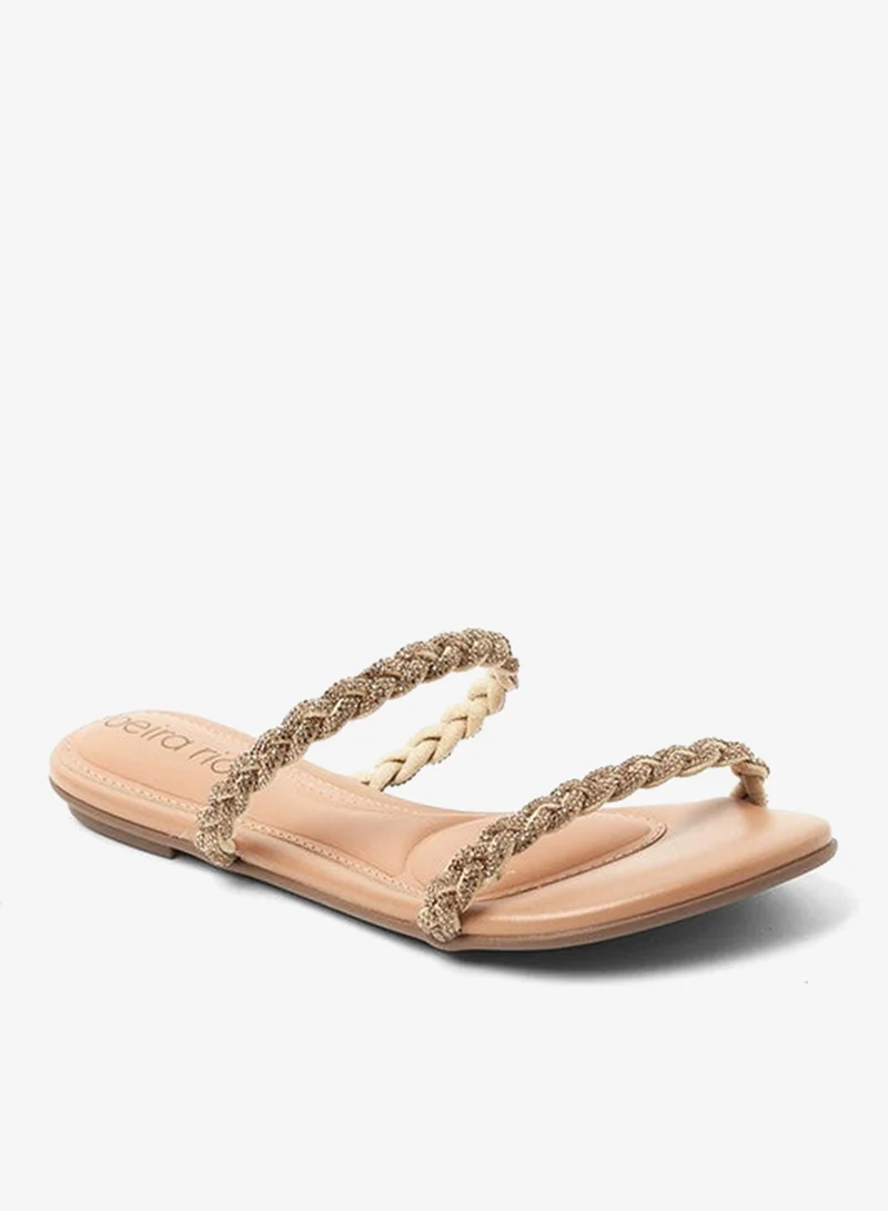 Beira Rio  Beira Rio Ladies Flat Sandals Golden | Made In Brazil for Women | Best Price UAE