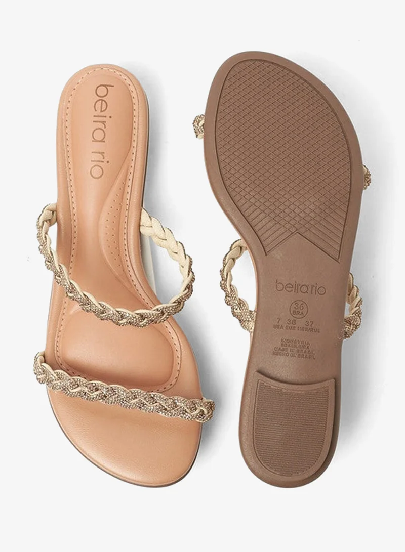 Beira Rio  Beira Rio Ladies Flat Sandals Golden | Made In Brazil for Women | Best Price UAE