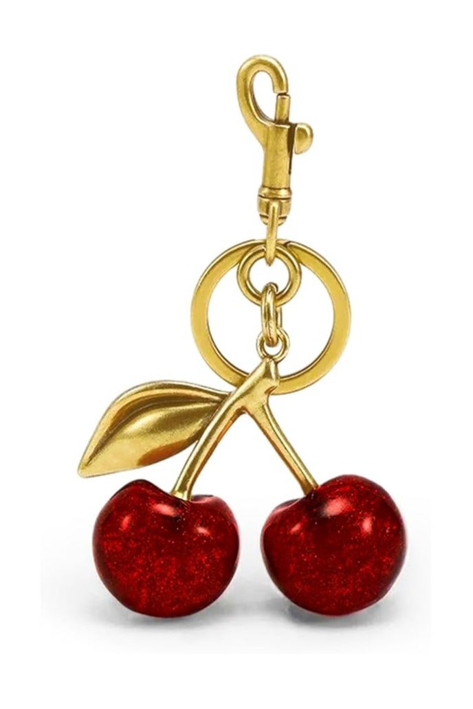 خاجول إكسسوار الكرز اللامع مع حلقة المفتاح، من الراتنج والمعدن للحقائب والمحافظ - Image 2