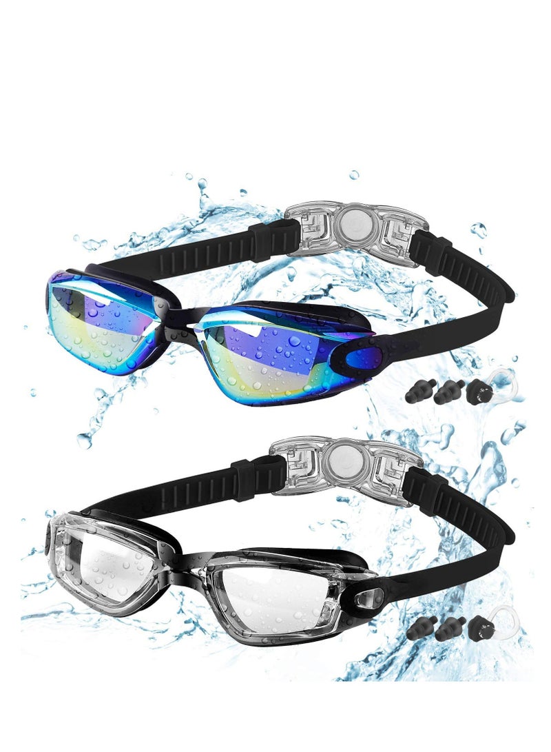 2 حزمة نظارات السباحة واضحة للأطفال بنين بنات المراهقين 3-15 سنة مكافحة الضباب مقاوم للماء لا تسرب - Image 1