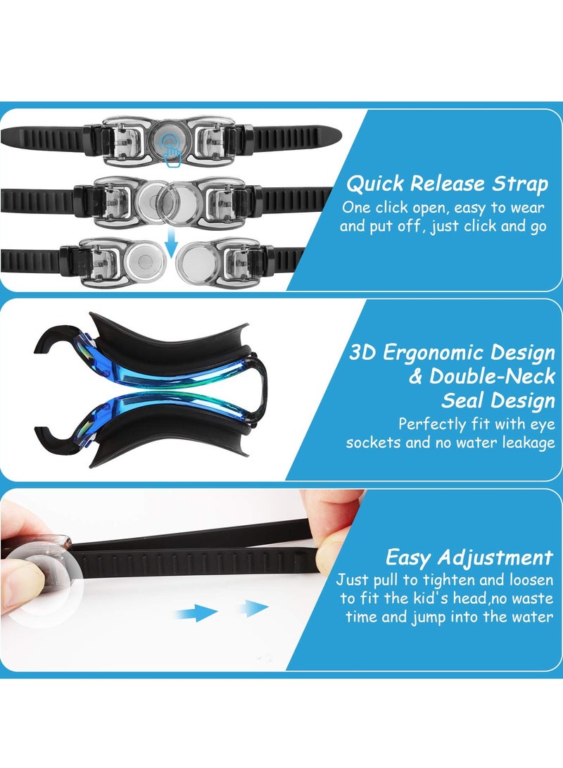 2 حزمة نظارات السباحة واضحة للأطفال بنين بنات المراهقين 3-15 سنة مكافحة الضباب مقاوم للماء لا تسرب - Image 5