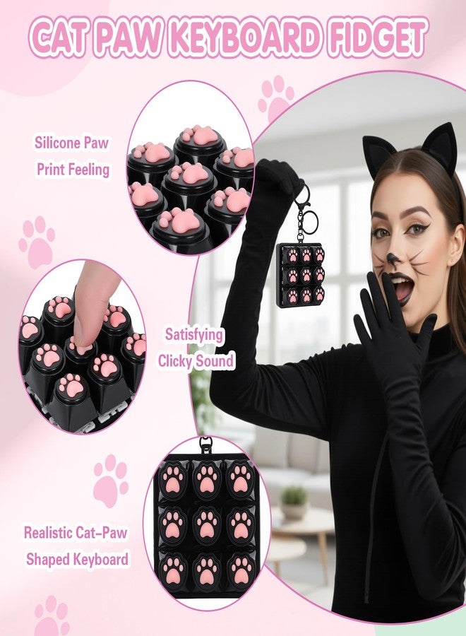 FunisFun Cat Paw Keyboard Fidget Toys for Adults, Keyboard Fidget Clicker Keychain with Clicky Sound for Office Meeting Stress Relief & Anxiety Cat Lover (Black) - Image 3