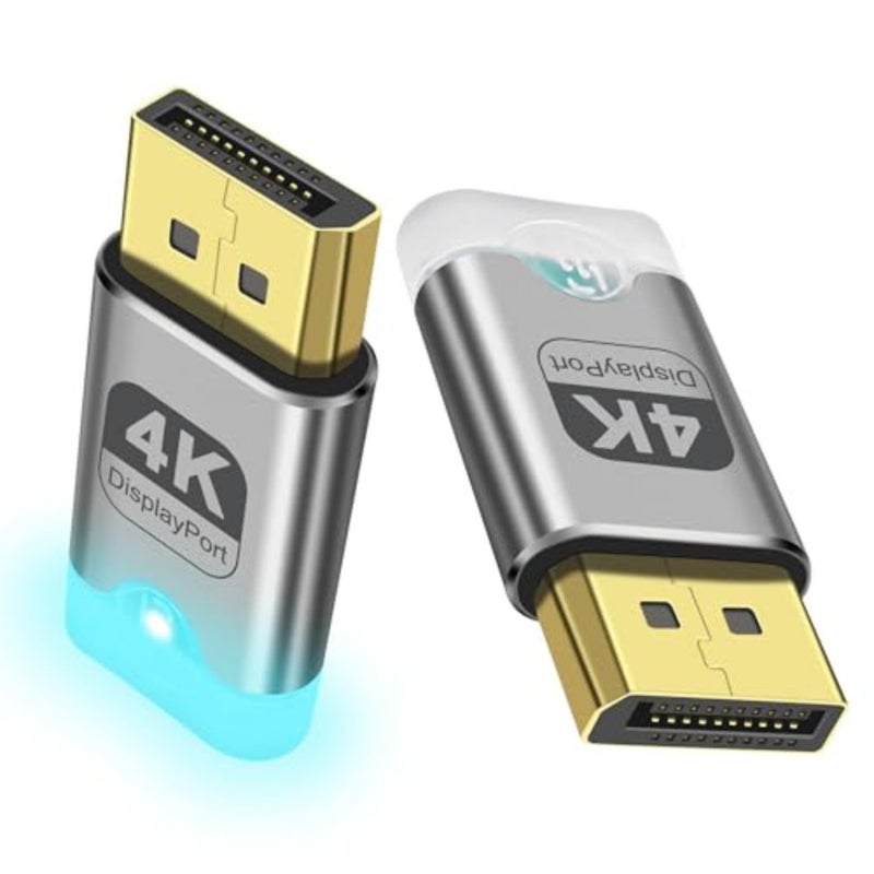 4K DisplayPort Dummy Plug EDID Emulator محول عرض شبح مقطوع الرأس مع مؤشر LED، شاشة افتراضية لسطح المكتب البعيد، تعدين GPU، إعداد الكمبيوتر بدون رأس يدعم 3840x2160@60 هرتز - عبوتان - Image 1