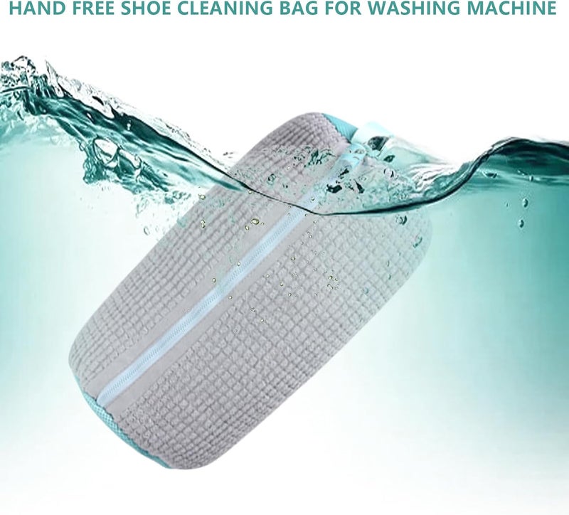 FUULOXE 2 Pcs Shoe Washing Machine Bags Laundry Shoe Bags With Self-locking Zipper for Washer and Dryer Reusable Shoes Cleaning Bag for Sneaker Tennis Shoes Unstain Cleaner Kit, grey, Shoebag-grey - Image 3