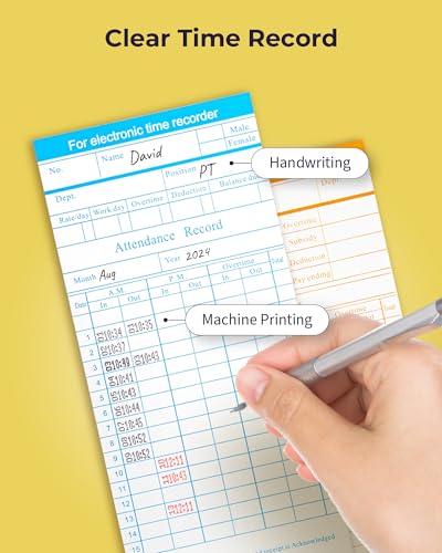 Volcora 100 Pack Time Cards for Employees 2 Sided 7.4 x 3.4" Sprint for Volcora Time Clock, Timecards Monthly for Time Recorder, Overtime and Total Hours Included - Image 4
