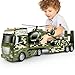 Dwi Dowellin Green Military Big Truck Toys256 Semi Truck Toy with Helicopters and TankArmy Toys with Lights SoundsBirthday Gift for 2 3 4 5 Years Old Boys and Girls - Image 2
