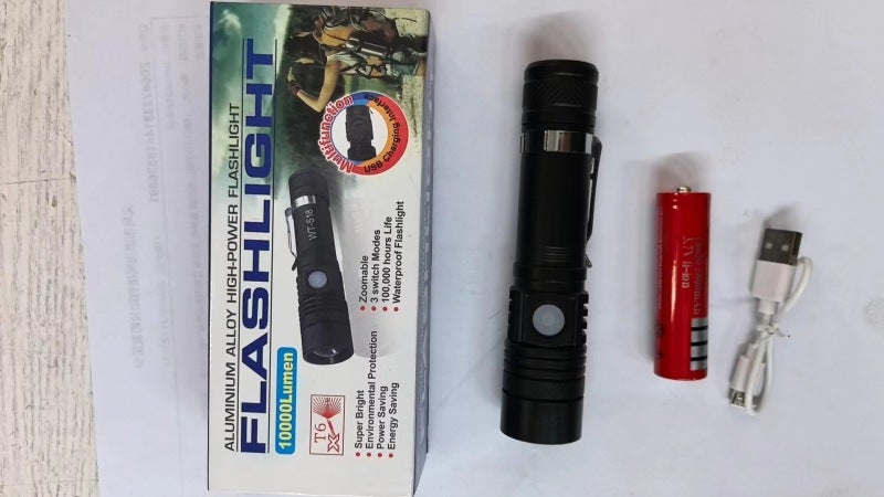 new T6 USB rechargeable outdoor daily portable telescopic zoom LED strong light long-range flashlight(Color boxed [hand TV color box 18650 battery]) - Image 1