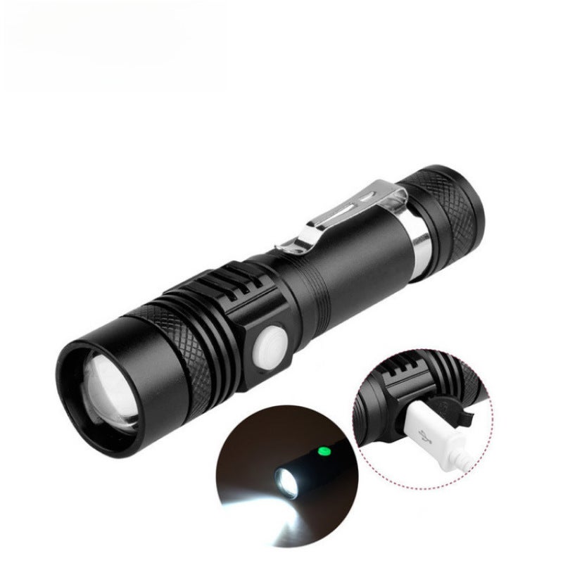new T6 USB rechargeable outdoor daily portable telescopic zoom LED strong light long-range flashlight(Color boxed [hand TV color box 18650 battery]) - Image 3
