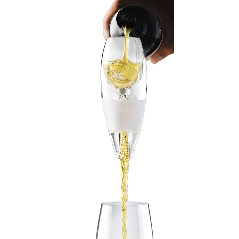 Vinturi Classic Essential Wine Aerator Pourer and Decanter Provides Enhanced Flavors with Smoother Finish Features Easy to Grip Silicone Body and No-Drip Stand, White - Image 4