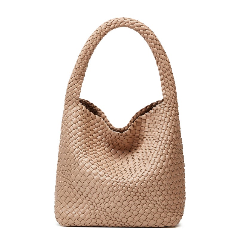 Sumrains Woven Tote Bag for Women: Handmade Vegan Leather Purse for Vacation - Lightweight & Magnetic Closure for Daily Use (Khaki) - Image 1