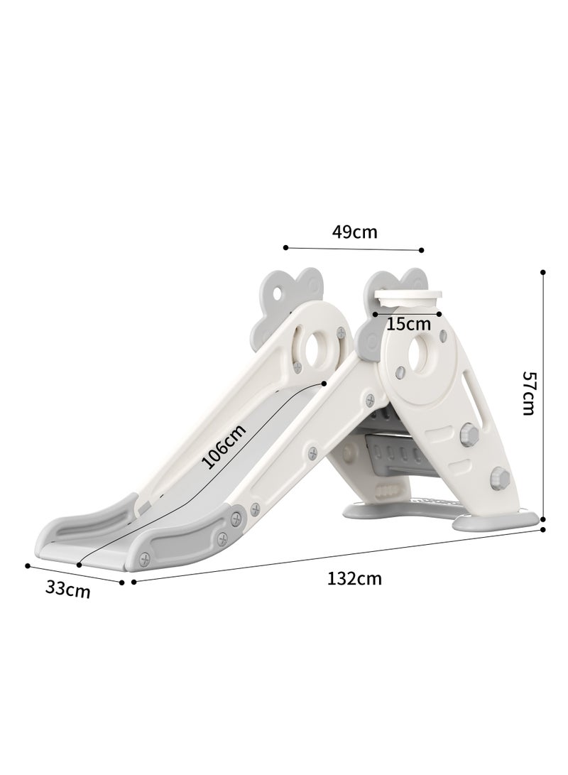 فول جوي زحليقه اطفال مع طوق كرة السلة، 2 في 1 زحليقه للأطفال الصغار والأولاد والبنات المتسلقين، ألعاب داخلية وخارجية - Image 2