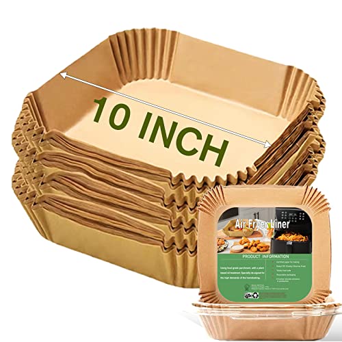 mutvle 10 Inch Largest Square Air Fryer Disposable Paper Liner, XXL 100Pcs Air Fryer Parchment Liners for 8QT or Bigger Air Fryer, Non-stick, Food Grade Baking Paper for Frying, Roasting and Microwave - Image 1