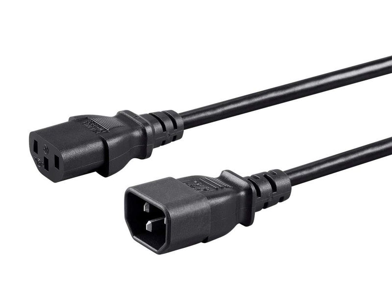Monoprice كابل تمديد من مونو برايس - IEC 60320 C14 إلى IEC 60320 C13، 10 أمبير، 1250 واط، 3 دبابيس، 18AWG، 4 أقدام، أسود - Image 1