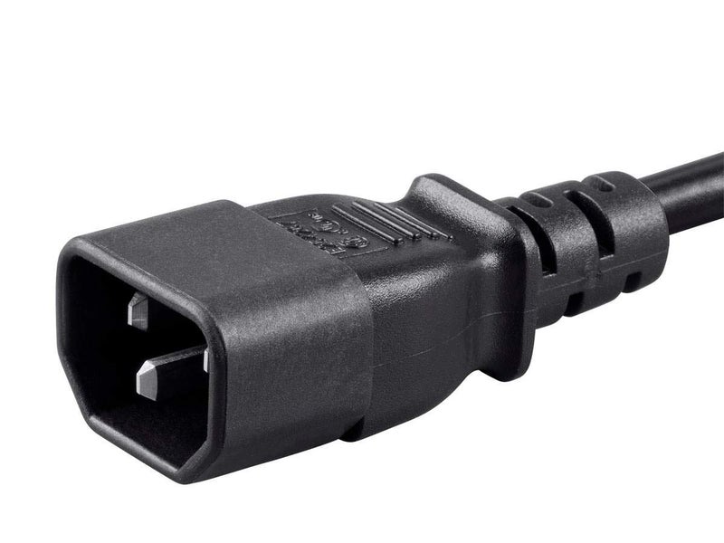 Monoprice كابل تمديد من مونو برايس - IEC 60320 C14 إلى IEC 60320 C13، 10 أمبير، 1250 واط، 3 دبابيس، 18AWG، 4 أقدام، أسود - Image 3