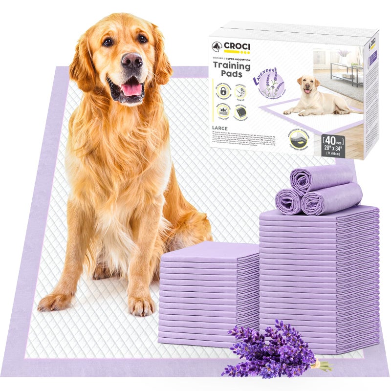 CROCI Dog Pads Extra Large 28x34in Puppy Pads with Adhesive Tabs Super Absorbent Up to 8 Cups Disposable 40 Counts