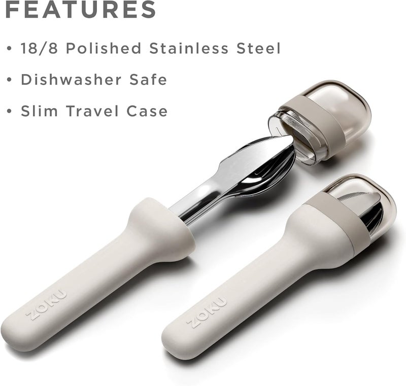 Zoku Pocket Reusable Utensil Set, Light Grey - Image 4