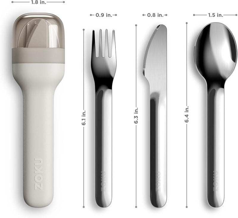 Zoku Pocket Reusable Utensil Set, Light Grey - Image 3