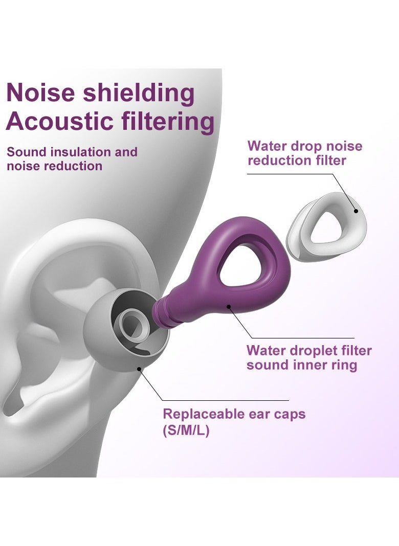 General Ear Plugs for Sleeping Noise Reduction Swimming Concert Loud Music, Reusable Soft Silicone Ear Plugs for Kids and Adults 6 Tips, S/M/L Hearing Protection (Purple)  - Image 4