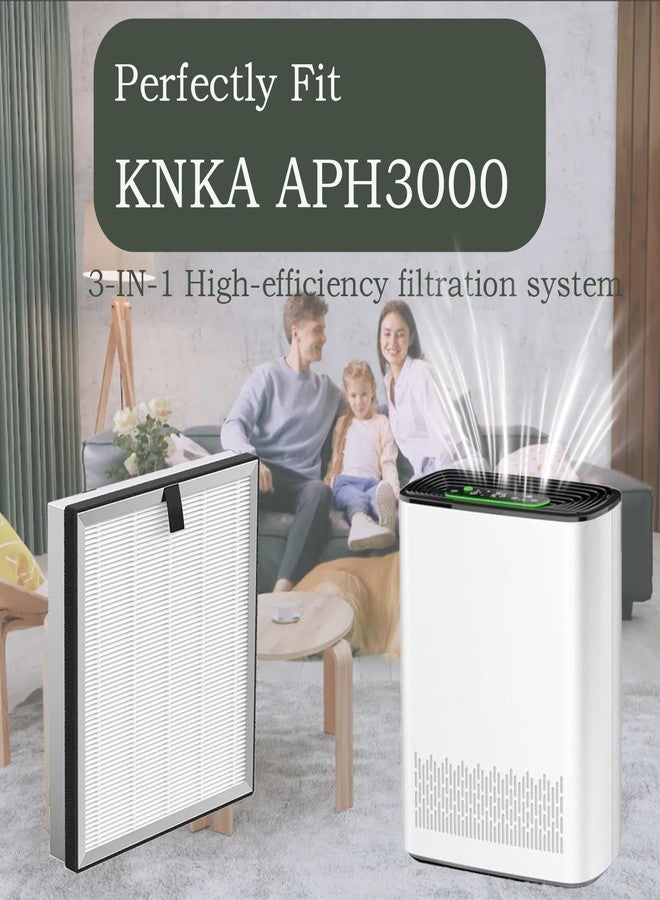DAODEFUL APH3000 Replacement Filter for KNKA APH3000 Air Purifier with 3-IN-1 True HEPA and Activated Carbon, 4 Pack aph3000 air filter for Dust, Pet Hair, etc - Image 2