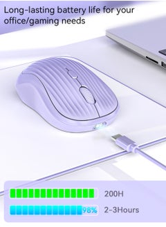 ماركة غير محددة ماوس لاسلكي LED قابل لإعادة الشحن ماوس صامت نحيف 2.4G ماوس مكتبي بصري محمول محمول مع جهاز استقبال USB و Type-c للكمبيوتر المحمول والكمبيوتر الشخصي والكمبيوتر والكمبيوتر وسطح المكتب  - Image 2