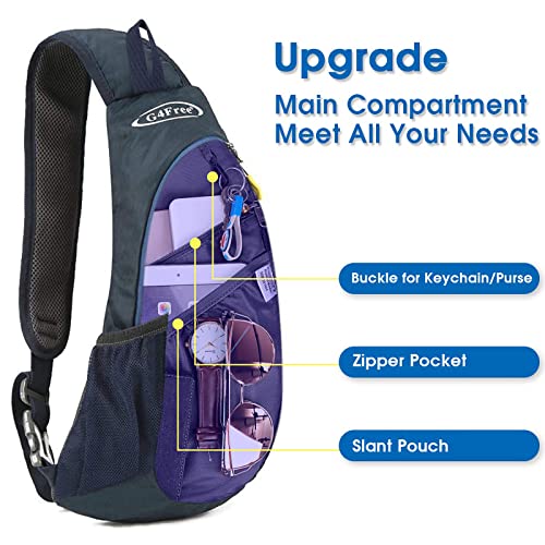 G4Free Sling Bag for Men Women, Small Crossbody Backpack Lightweight Chest Shoulder Bags for Travel, Outdoor and Sports (Blue) - Image 3