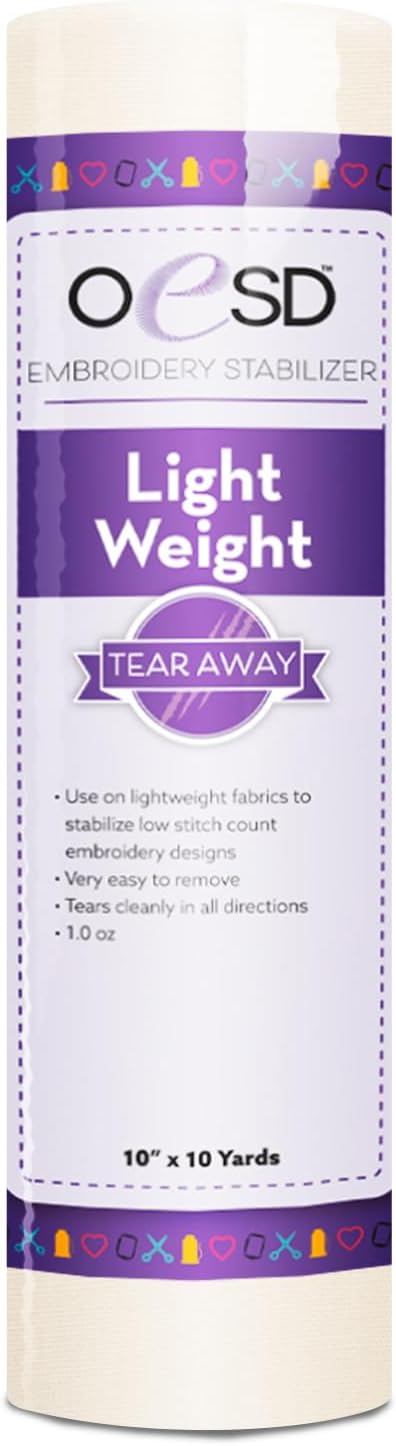 OESD OESD Light Weight Tear Away Embroidery Stabilizer 10 x 10 Yd Roll  - Image 1
