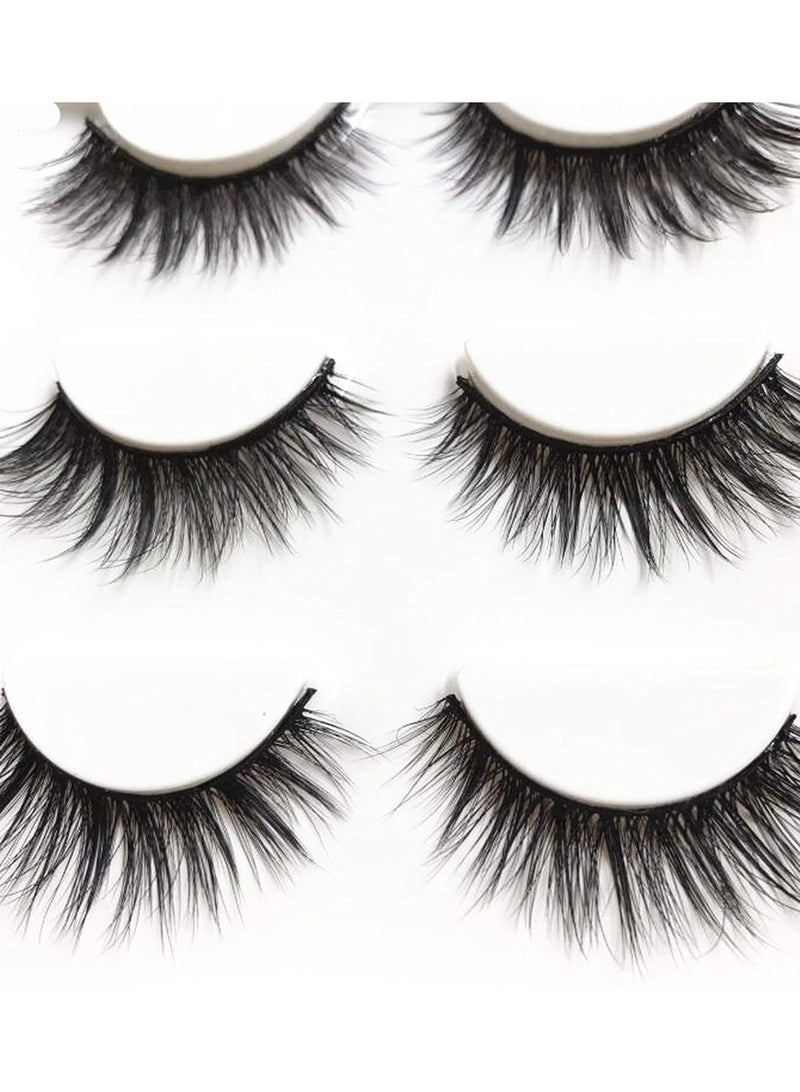 ORiTi 3 Pairs Long Cross False Eyelashes Makeup Natural 3D Thick Black Eye Lashes 15 - Image 1