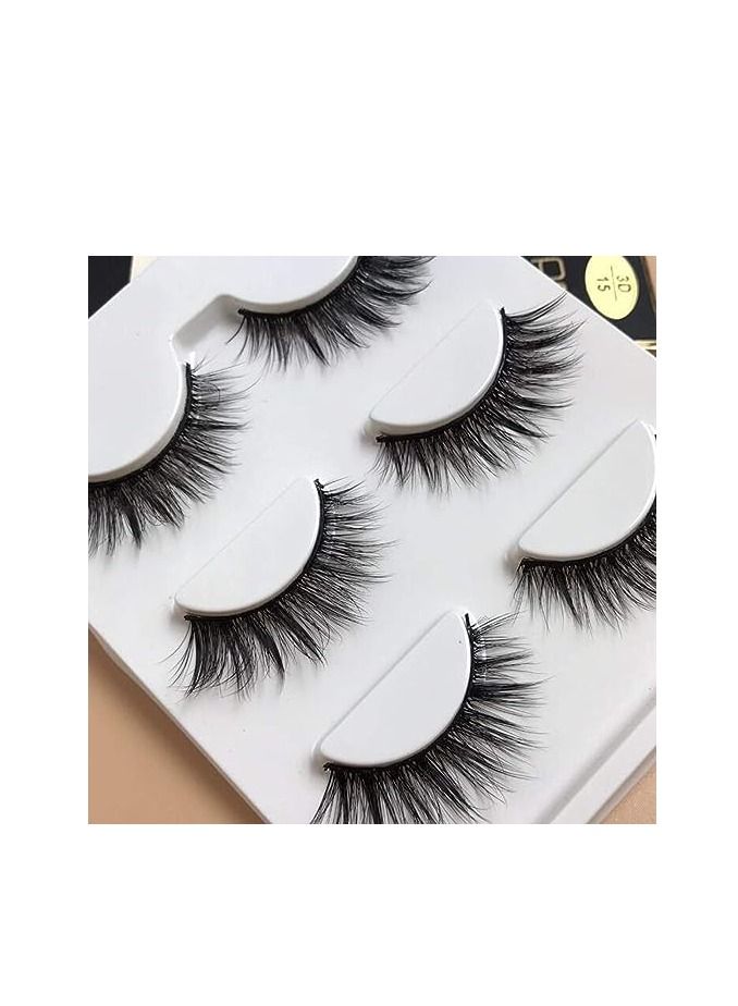 ORiTi 3 Pairs Long Cross False Eyelashes Makeup Natural 3D Thick Black Eye Lashes 15 - Image 4