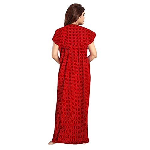 YUKATA Women's Cotton Printed Ankle Length Nighty - Free Size (Pack of 2) (Free Size, RED&Yellow) - Image 3