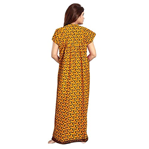 YUKATA Women's Cotton Printed Ankle Length Nighty - Free Size (Pack of 2) (Free Size, RED&Yellow) - Image 5
