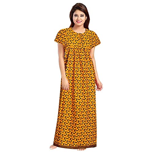 YUKATA Women's Cotton Printed Ankle Length Nighty - Free Size (Pack of 2) (Free Size, RED&Yellow) - Image 4