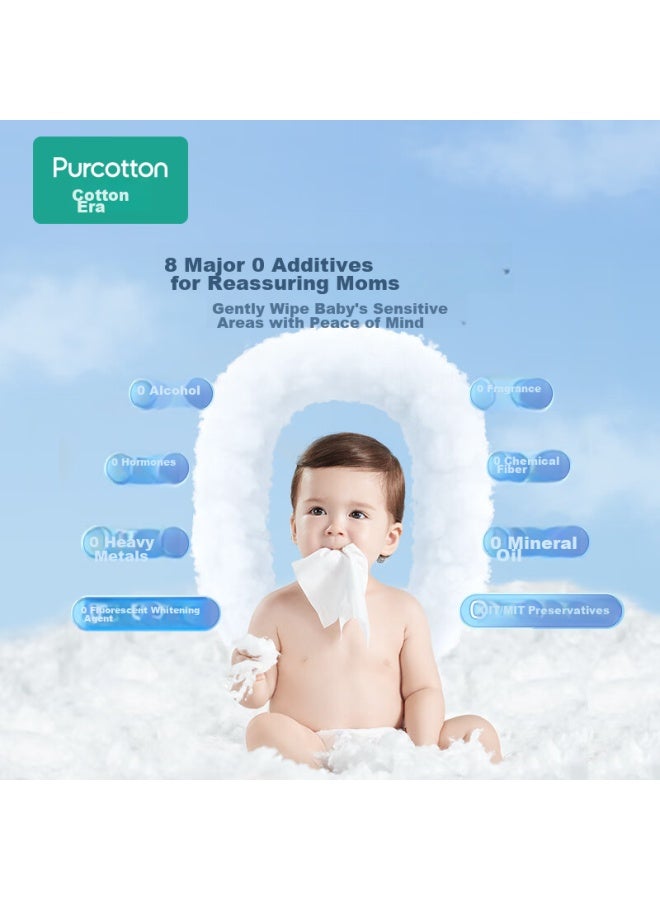 Purcotton Baby Soft Cotton Wipes, 100% Pure Cotton, Dry And Wet Use Face Towels, Suitable For Adults, 100 Sheets * 6 Packs - Image 2