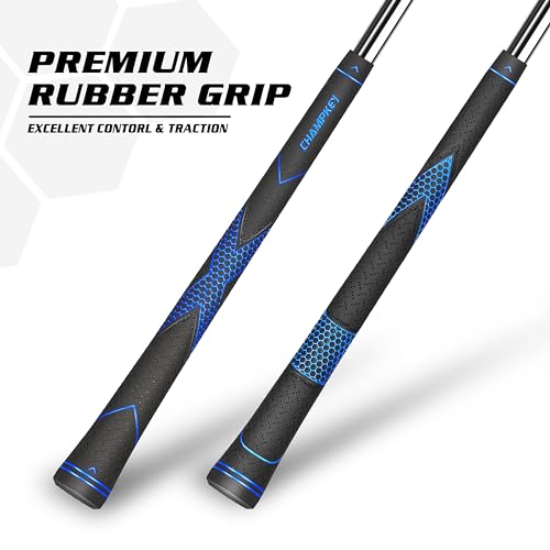 CHAMPKEY Premium Rubber Golf Grips 13 Pack | High Traction and Feedback Rubber Golf Club Grips | Choose Between 13 Grips with 15 Tapse and 13 Grips with All Kits - Image 2