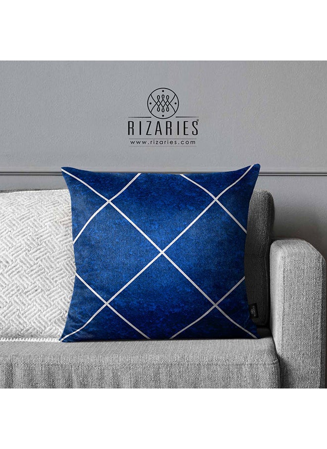 RIZARIES SuperSoft Blue & Silver Diamond Throw Pillow  - Image 1
