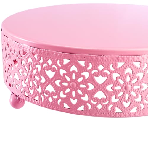Hedume 3-Piece Metal Cake Stand Set, Pink Round Cake Stand, Dessert Cupcake Pastry Candy Display Plate for Wedding, Birthday Party, Event - Image 3