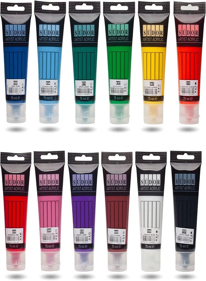 SUDOR Acrylic Paint Set, Waterproof and Vibrant, Non-Toxic Paints for Artists, Children, Hobby Painters and Students, Ideal for Wood, Stone and Canvas Painting (12 Color Set) - Image 4