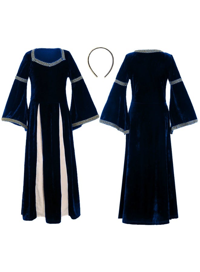 general Girls Retro Medieval Girls Clothing, Halloween Costume Palace Style Trumpet Sleeve Long Dress - Image 1