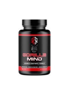 Gorilla Mind Nootropic Formula (150 Capsules) - Best Caffeinated Productivity Supplement / 8+ Hours of Focus and Energy