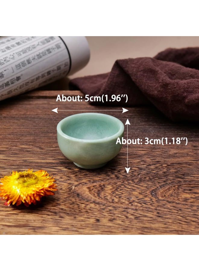 Runyangshi 2PCS Natural Jade Tea Cup Set Blue Jade Healing Crystal Water Cup Hand Carved Bowl Gongfu Tea Set Reiki Meditation Home Decor Gift - Image 2