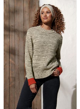 Women Knitted Long Sleeve Sweater, Olive